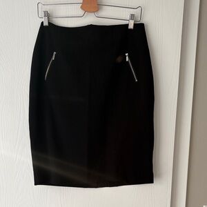 New York & Company Black Pencil Skirt with Zipper Accents